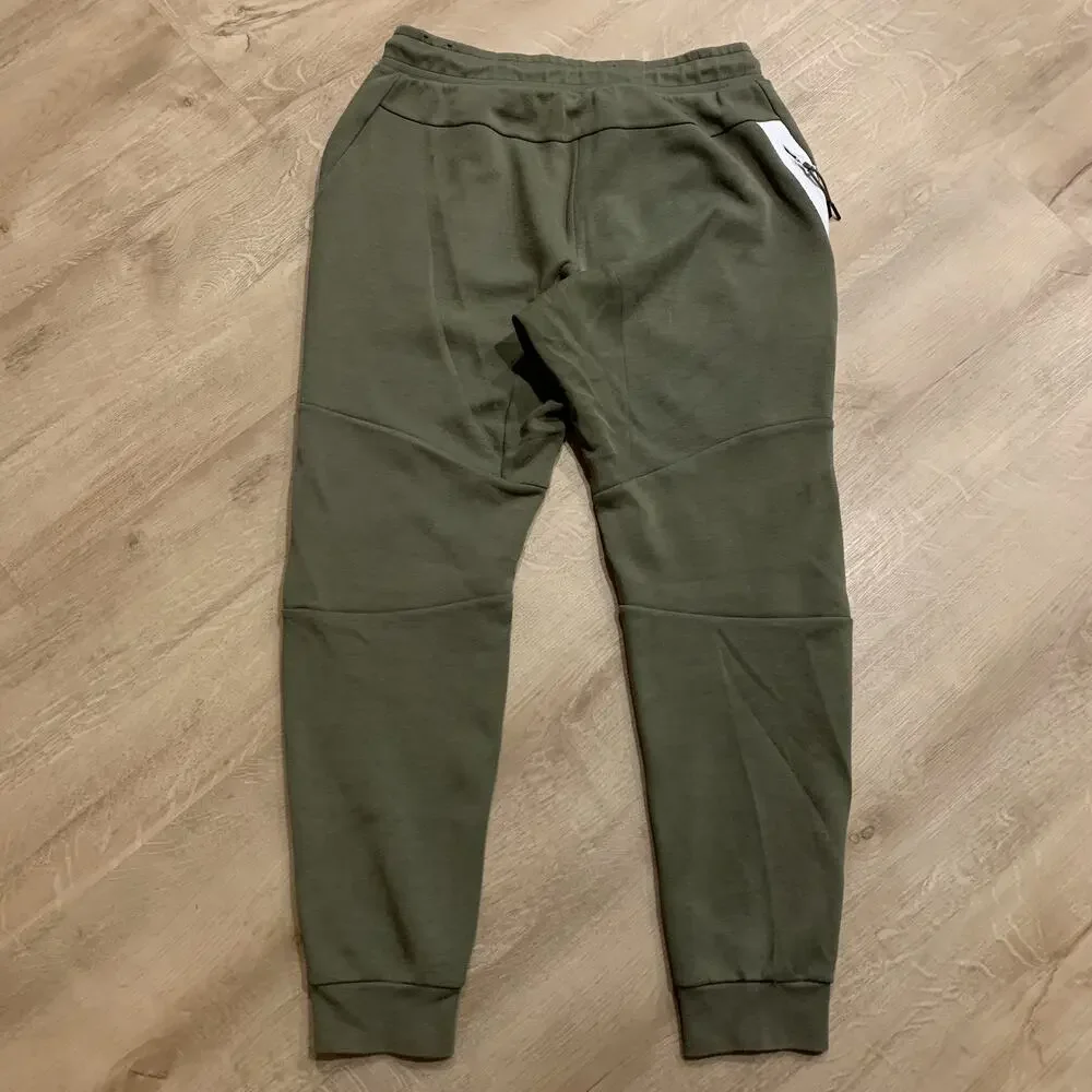 Nike Tech Fleece Pants Men's Small S Olive Green / White Jogger Sweatpants Zip - Picture 5 of 7